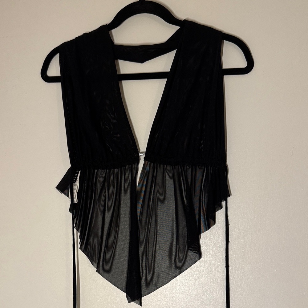 Black Women's Draped Mesh Vest Top - Brand Unspecified